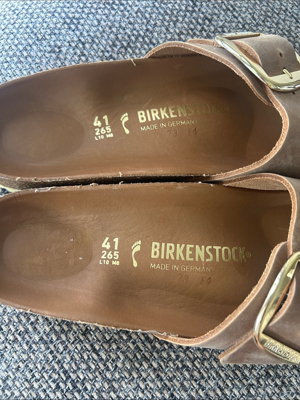 Birkenstock Madrid Big Buckle Nubuck Leather Sandals Cognac Brown US 10 - Picture 6 of 7